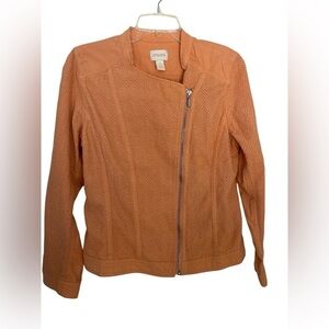 NWOT CHICOS Peach Cotton Moto style Jacket